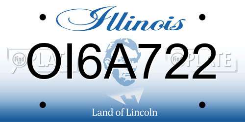 OI6A722 Illinois License Plate