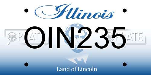 OIN235 Illinois License Plate
