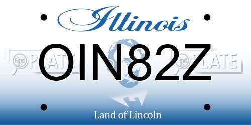 OIN82Z Illinois License Plate