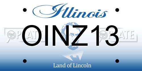 OINZ13 Illinois License Plate