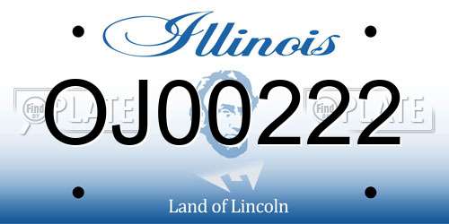 OJ00222 Illinois License Plate