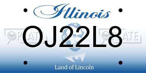 OJ22L8 Illinois License Plate
