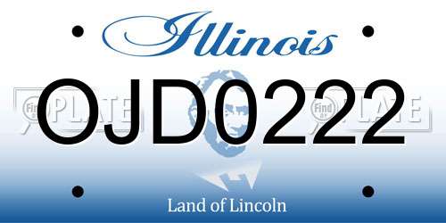 OJD0222 Illinois License Plate