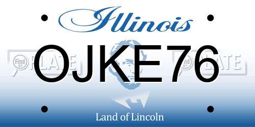 OJKE76 Illinois License Plate