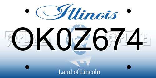 OK0Z674 Illinois License Plate