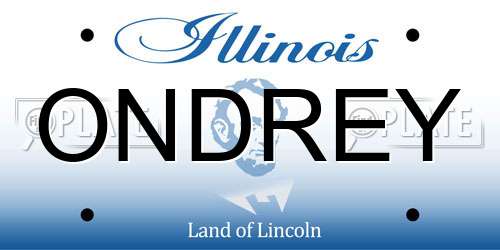 ONDREY Illinois License Plate
