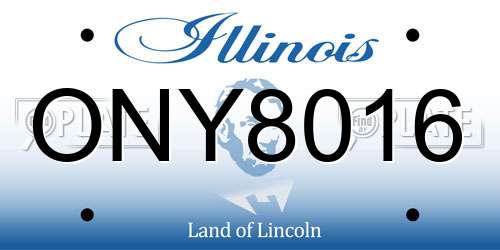 ONY8016 Illinois License Plate