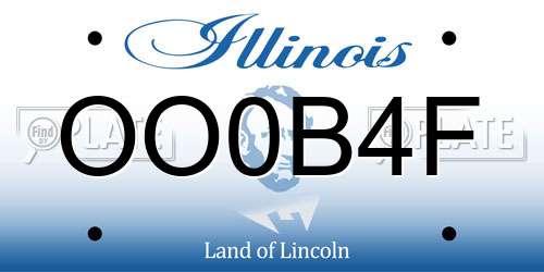 OO0B4F Illinois License Plate