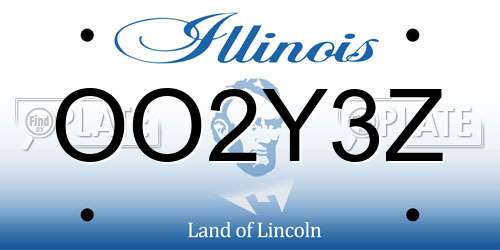 OO2Y3Z Illinois License Plate