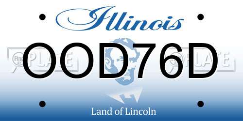 OOD76D Illinois License Plate