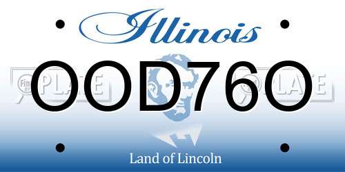 OOD76O Illinois License Plate