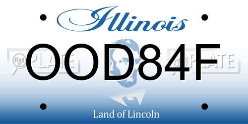 OOD84F Illinois License Plate
