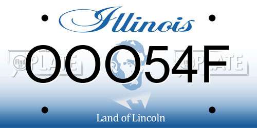 OOO54F Illinois License Plate