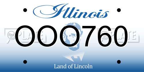 OOO760 Illinois License Plate