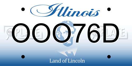 OOO76D Illinois License Plate