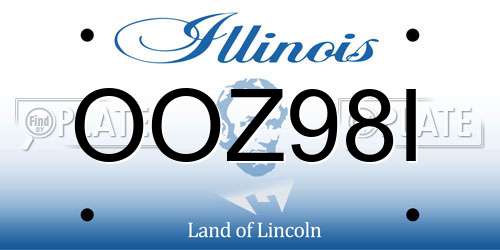 OOZ98I Illinois License Plate
