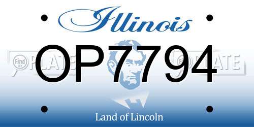 OP7794 Illinois License Plate
