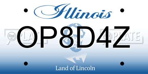 OP8D4Z Illinois License Plate