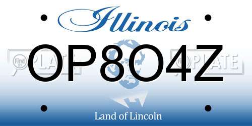 OP8O4Z Illinois License Plate
