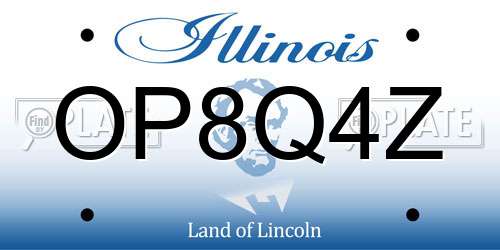 OP8Q4Z Illinois License Plate
