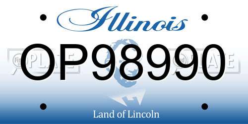 OP98990 Illinois License Plate