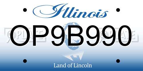 OP9B990 Illinois License Plate