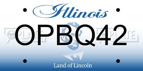 OPBQ42 Illinois License Plate
