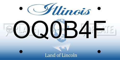 OQ0B4F Illinois License Plate