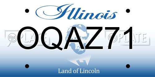 OQAZ71 Illinois License Plate