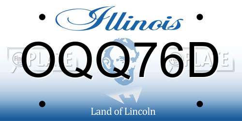 OQQ76D Illinois License Plate