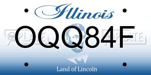 OQQ84F Illinois License Plate
