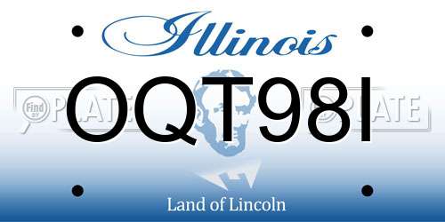 OQT98I Illinois License Plate