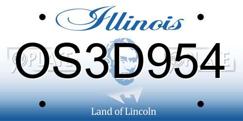 OS3D954 Illinois License Plate