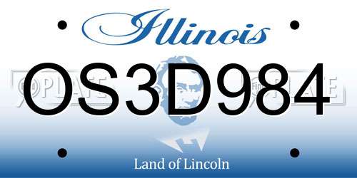 OS3D984 Illinois License Plate
