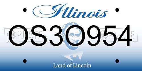 OS3O954 Illinois License Plate