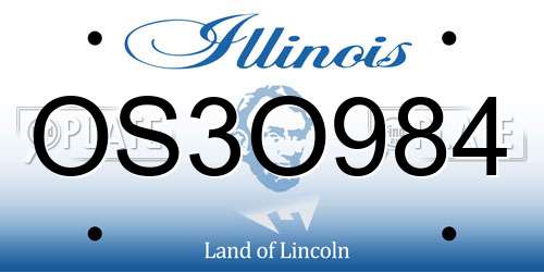OS3O984 Illinois License Plate