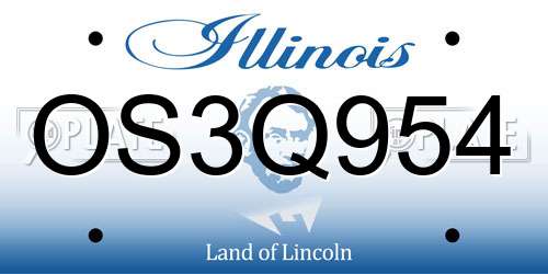 OS3Q954 Illinois License Plate