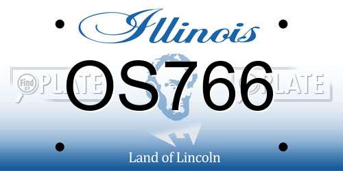 OS766 Illinois License Plate