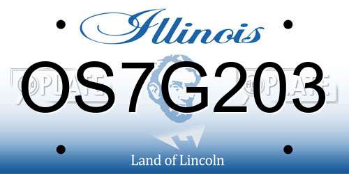 OS7G203 Illinois License Plate