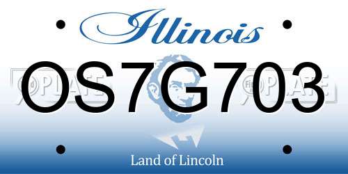 OS7G703 Illinois License Plate