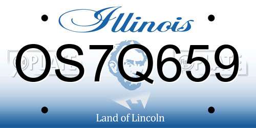 OS7Q659 Illinois License Plate