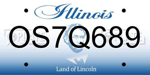 OS7Q689 Illinois License Plate