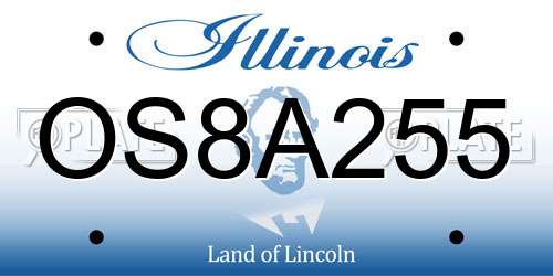 OS8A255 Illinois License Plate