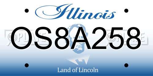 OS8A258 Illinois License Plate