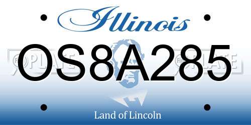 OS8A285 Illinois License Plate