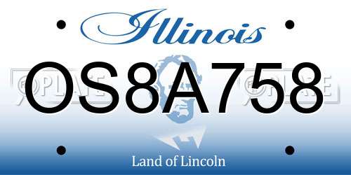 OS8A758 Illinois License Plate