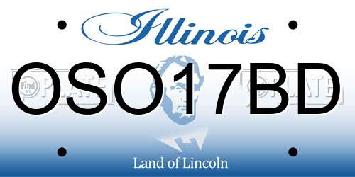 OSO17BD Illinois License Plate