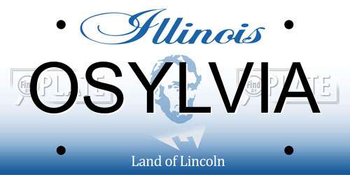 OSYLVIA Illinois License Plate
