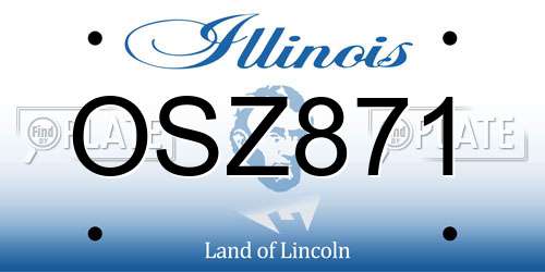 OSZ871 Illinois License Plate
