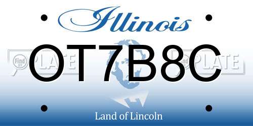 OT7B8C Illinois License Plate
